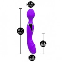 20 Function Double Ended Wand Massager, Silicone, PURPLE, BOTH ENDS INDEPENDENTLY VIBRATE 